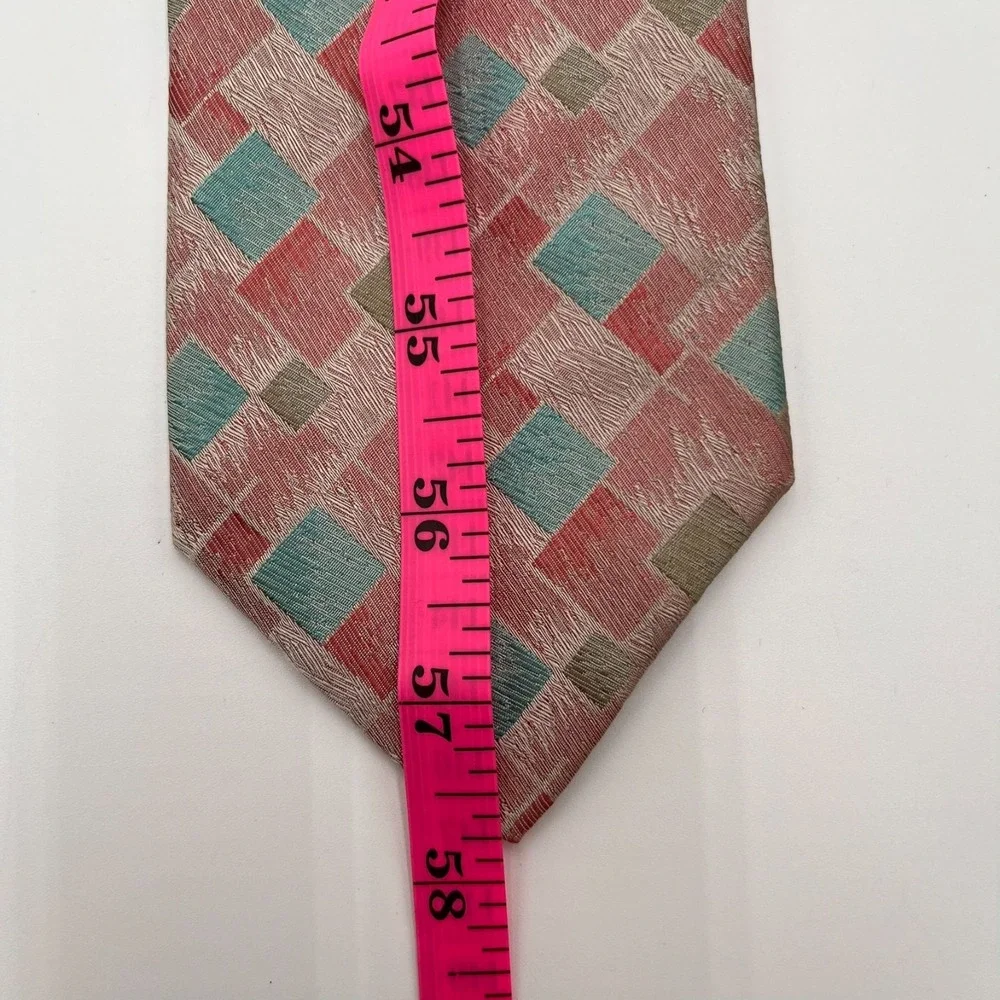 Charvet 100% Silk Tie Mens Pink Pastel Geometric Necktie Handmade France